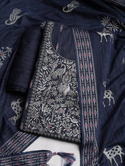 Neck Embroidered Cotton Blend Unstitched Suit With Dupatta