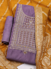 Embroidered Chanderi Unstitched Suit Piece With Dupatta