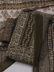 Printed Cotton Blend Unstitched Suit With Dupatta