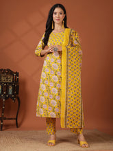 Printed Cotton Blend Kurta With Pant & Dupatta