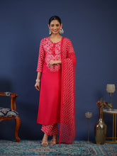 Printed Cotton Kurta With Pant & Dupatta