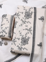 Embroidered Cotton Blend Unstitched Suit With Pant & Dupatta