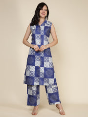 Printed Cotton Blend Kurta With Pants