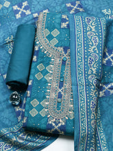 Embroidered Cotton Unstitched Suit With Pant & Dupatta