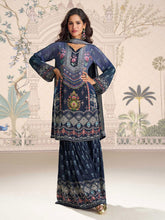 Embroidered Crepe Kurti With Plazzo & Dupatta