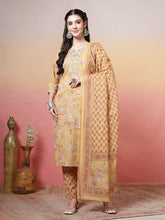 Embroidered Cotton Kurta With Pant & Dupatta
