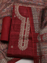 Embroidered Art Silk Unstitched Suit With Dupatta