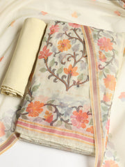 Printed Chanderi Unstitched Suit With Dupatta