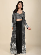 Sequin Embroidery Georgette Crop Top With Sharara & Jacket