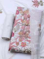 Neck Embroidered Cotton Blend Unstitched Suit With Dupatta