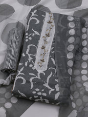 Printed Cotton Blend Unstitched Suit With Dupatta
