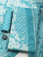 Embroidered Cotton Blend Unstitched Suit With Pant & Dupatta