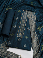 Embroidered Chanderi Unstitched Suit With Dupatta