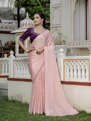 Sequence Embroidery Art Silk Saree