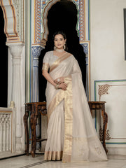 Woven Border Linen Saree