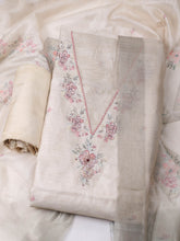 Embroidered Tissue Lemon Unstitched Suit With Pant & Dupatta