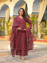 Printed Cotton Kurta With Pant & Dupatta