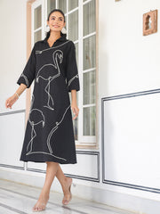 Plain Cotton Blend Dress