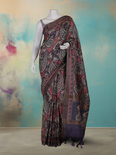 Printed Tussar Purple Saree