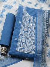 Embroidered Linen Blend Ustitched Suit With Pant & Dupatta