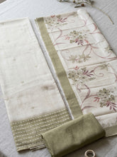 Embroidered Art Silk Unstitched Suit With Pant & Dupatta