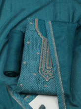 Embroidered Art Silk Unstitched Suit With Dupatta