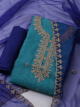 Neck Embroidered Organza Unstitched Suit With Dupatta