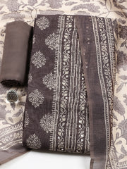 Embroidered Chanderi Unstitched Suit With Pant & Dupatta