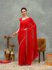 Embroidered Chiffon Saree