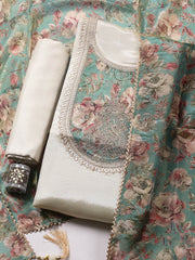 Embroidered Tissue Ustitched Suit With Pant & Dupatta