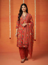 Printed Cotton Kurta With Pant & Dupatta