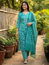 Printed Cotton Blend Suit With Pant & Dupatta