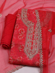 Embroidered Organza Unstitched Suit With Dupatta