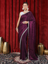 Stone Embroidered Chinon Saree