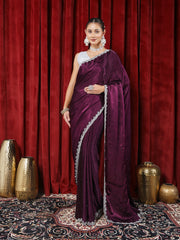 Stone Embroidered Chinon Saree