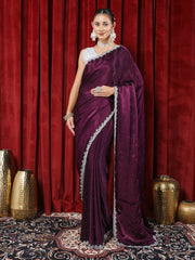 Zari & Sequin Embellished Chinon Saree