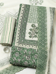 Printed Cotton Blend Unstitched Suit With Pant & Dupatta