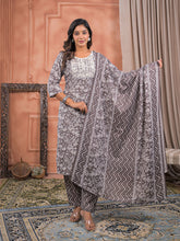 Printed Cotton Kurta With Pant & Dupatta