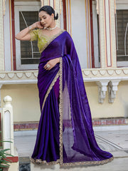 Embroidered Satin Saree