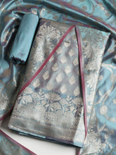 Woven Banarasi Chanderi Unstitched Suit With Dupatta