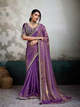 Embroidered Satin Saree