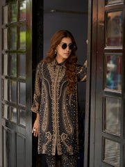 Embellished Silk Crepe Kurta With Pant