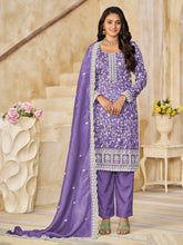Embroidered Organza Semi Stitched Kurta With Pant & Dupatta