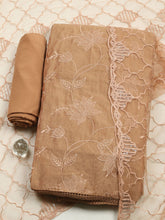 Embroidered Chanderi Unstitched Suit With Pant & Dupatta