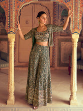 Embroidered Georgette Choli & Gharara With Jacket