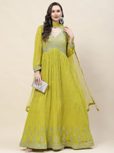Sequin Embroidery Georgette Kurta With Churidar & Dupatta