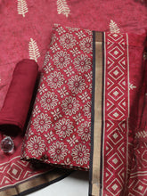 Printed Chanderi Unstitched Suit With Pant & Dupatta