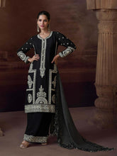 Embroidered Chinon A Line Dress With Dupatta