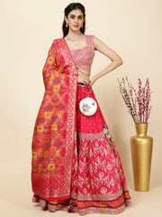 Embroidered Banarsi Choli With Lehenga & Dupatta