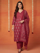Printed Cotton Blend Kurta With Pant & Dupatta